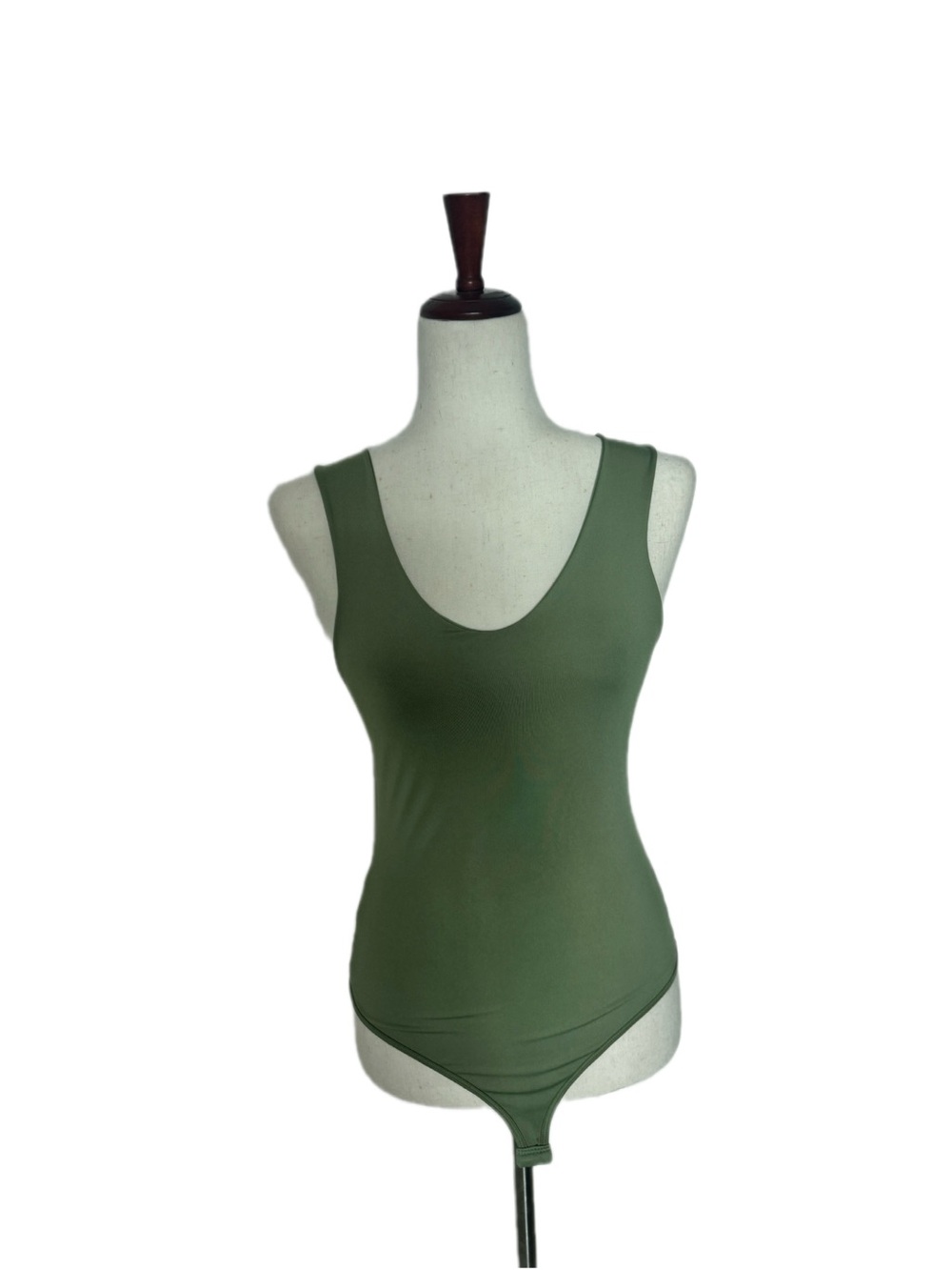 Olive Green Double-Lined Buttery Soft Bodysuit Scoop Neck NWT size M